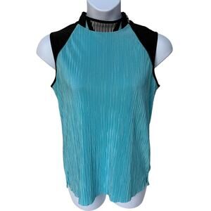 Jamie Sadock Colorblock Lightweight Crinkle Fabric Sleeveless Golf Shirt size L